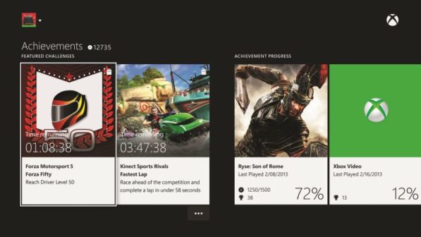 xbox one dashboard achievements 1p