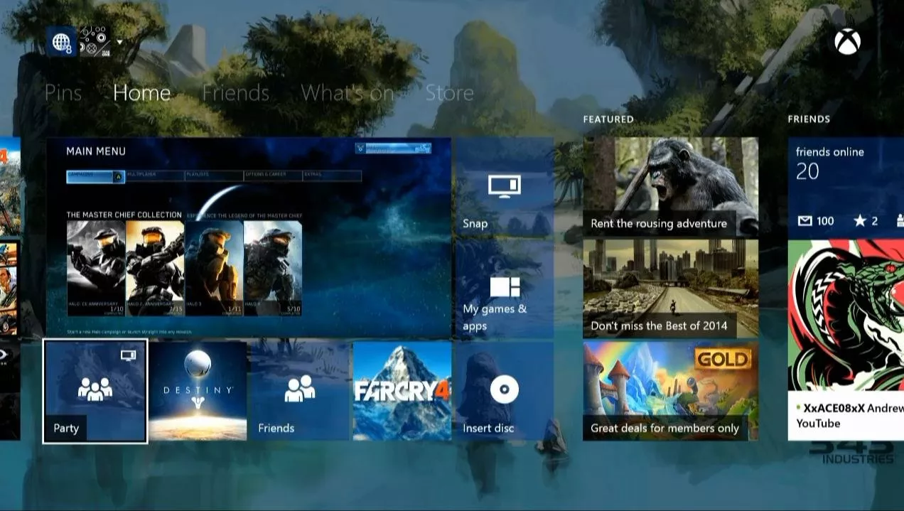 Xbox One Dashboard - transparente Kacheln