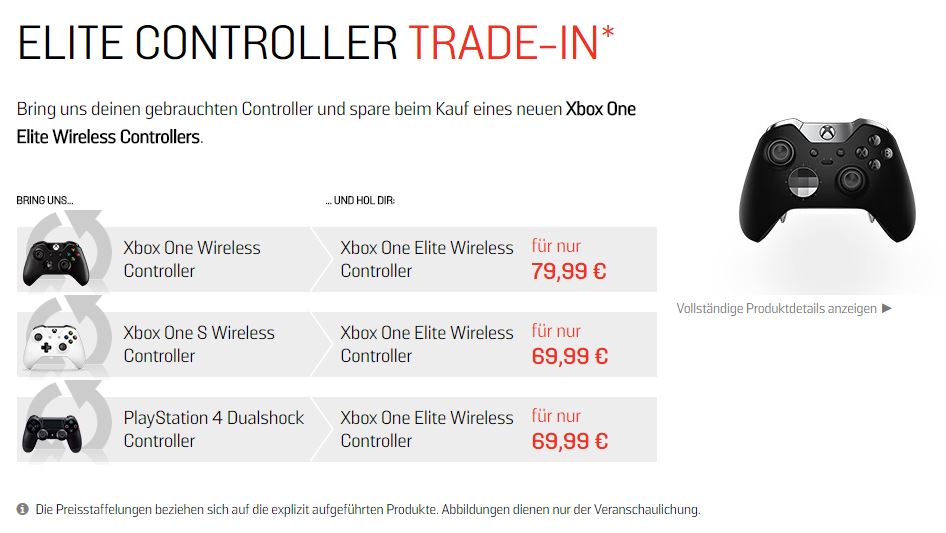 Xbox One Elite Wireless Controller bei GameStop eintauschen!