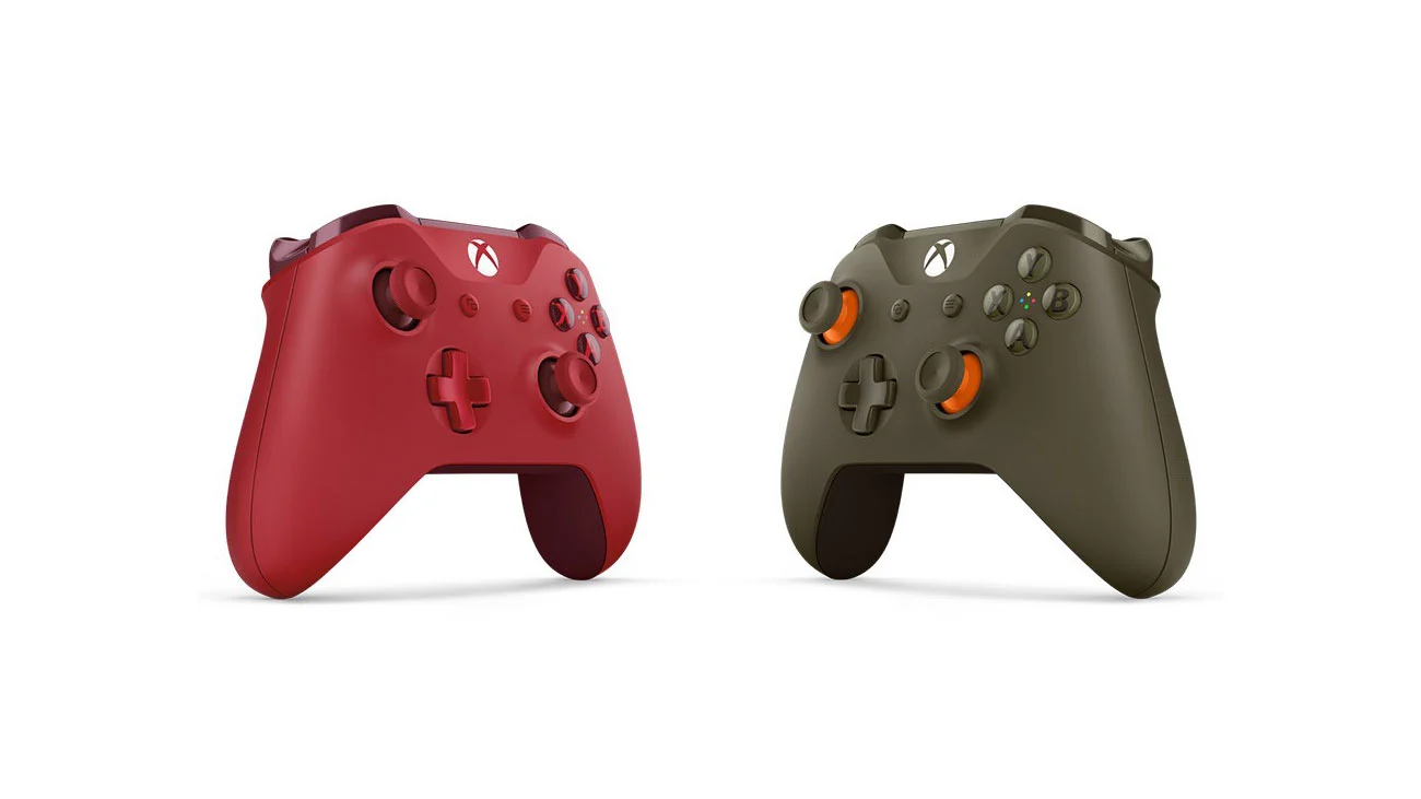 Xbox One Controller in rot und olivgrün