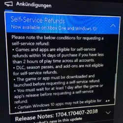 Rückerstattungen von Käufen auf Xbox One und Windows 10