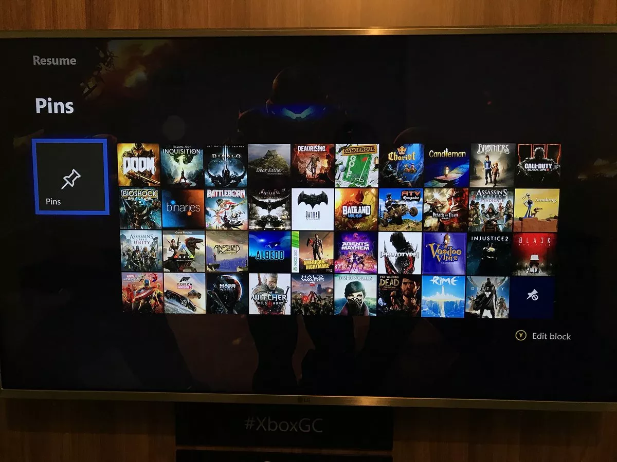 Xbox One Dashboard Pins