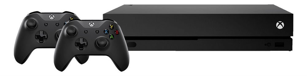 Xbox One X mit zwei Controllern