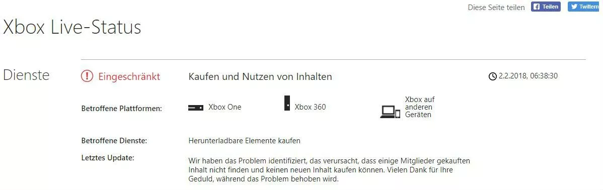 Xbox Live: Diverse Dienste nur eingeschränkt nutzbar
