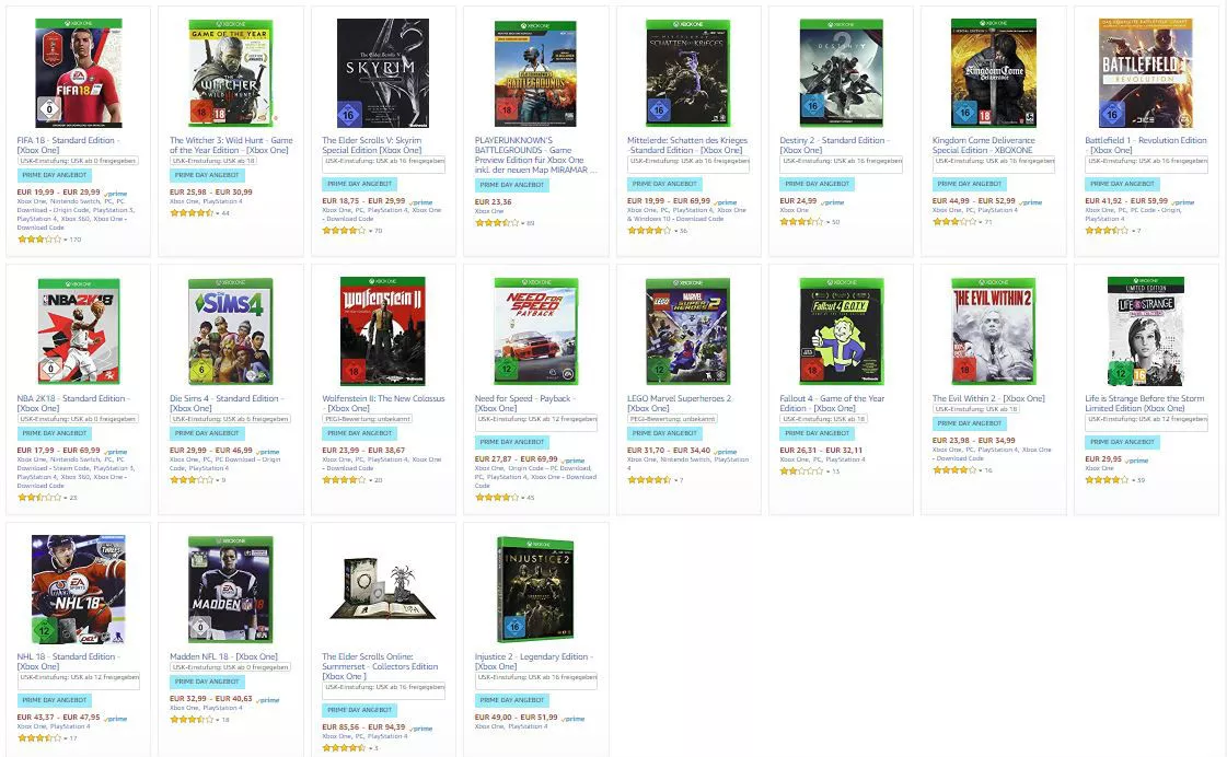 Amazon Prime Day - Videospiele bis zu 50% reduziert