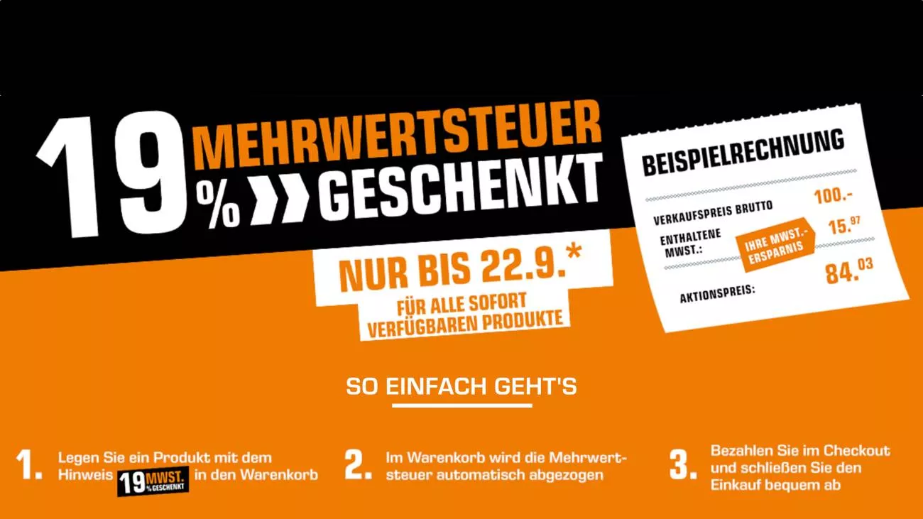 SATURN: 19% Mehrwertsteuer auf verfügbare Artikel geschenkt