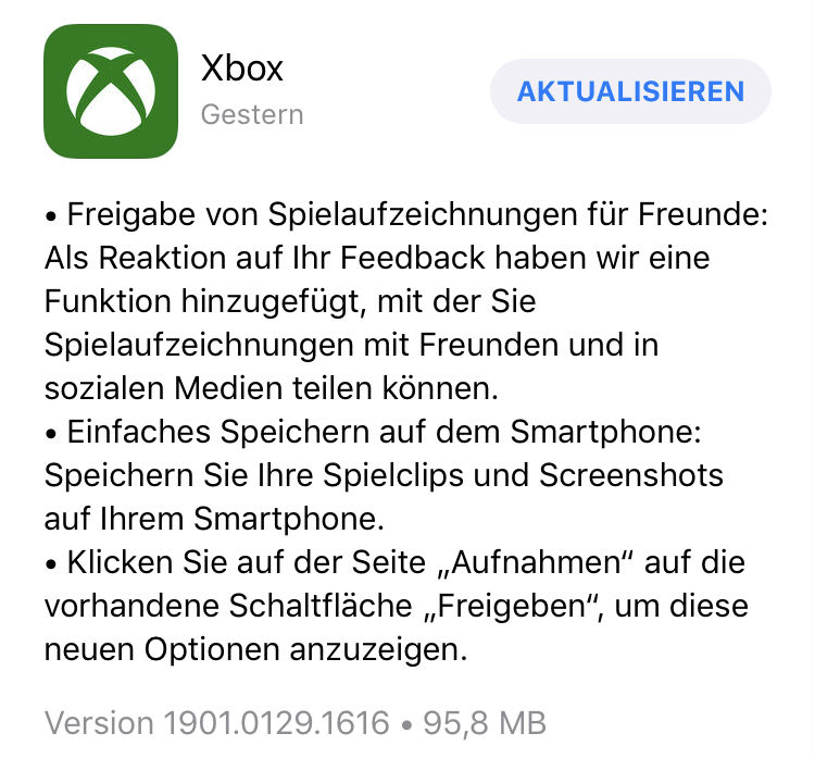 Xbox App Update