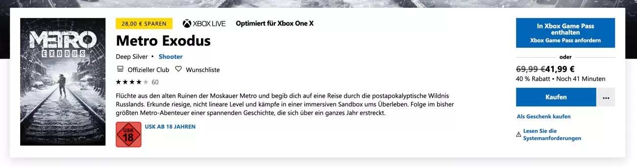 Metro Exodus - Xbox Game Pass