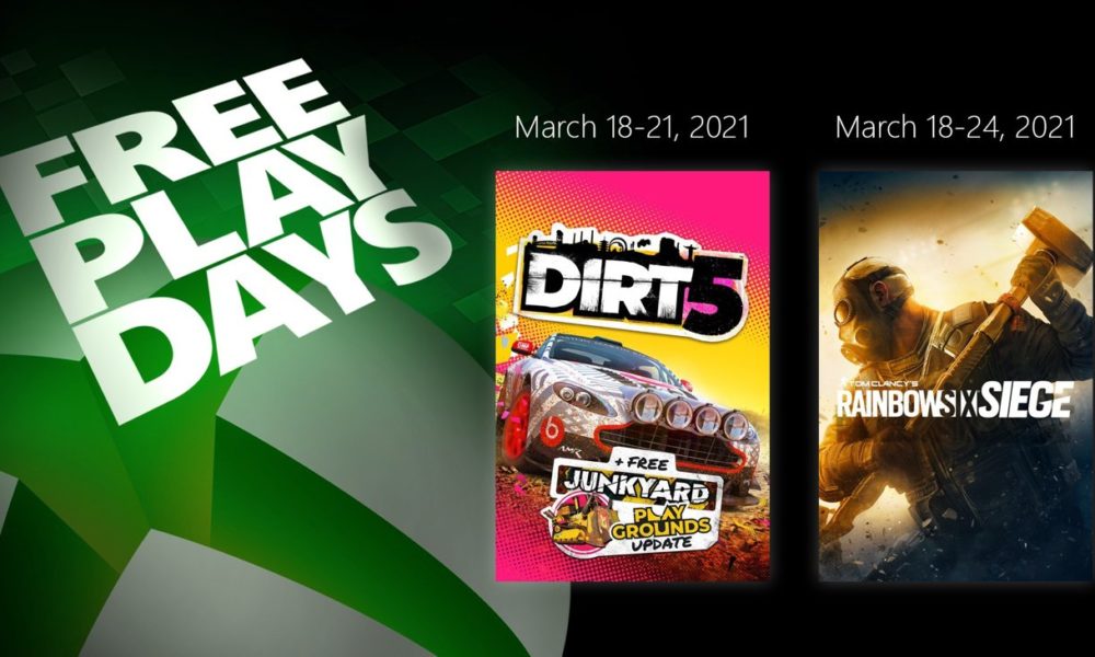 Free Play Days Spielt DIRT 5 und Rainbow Six Siege kostenlos auf Xbox