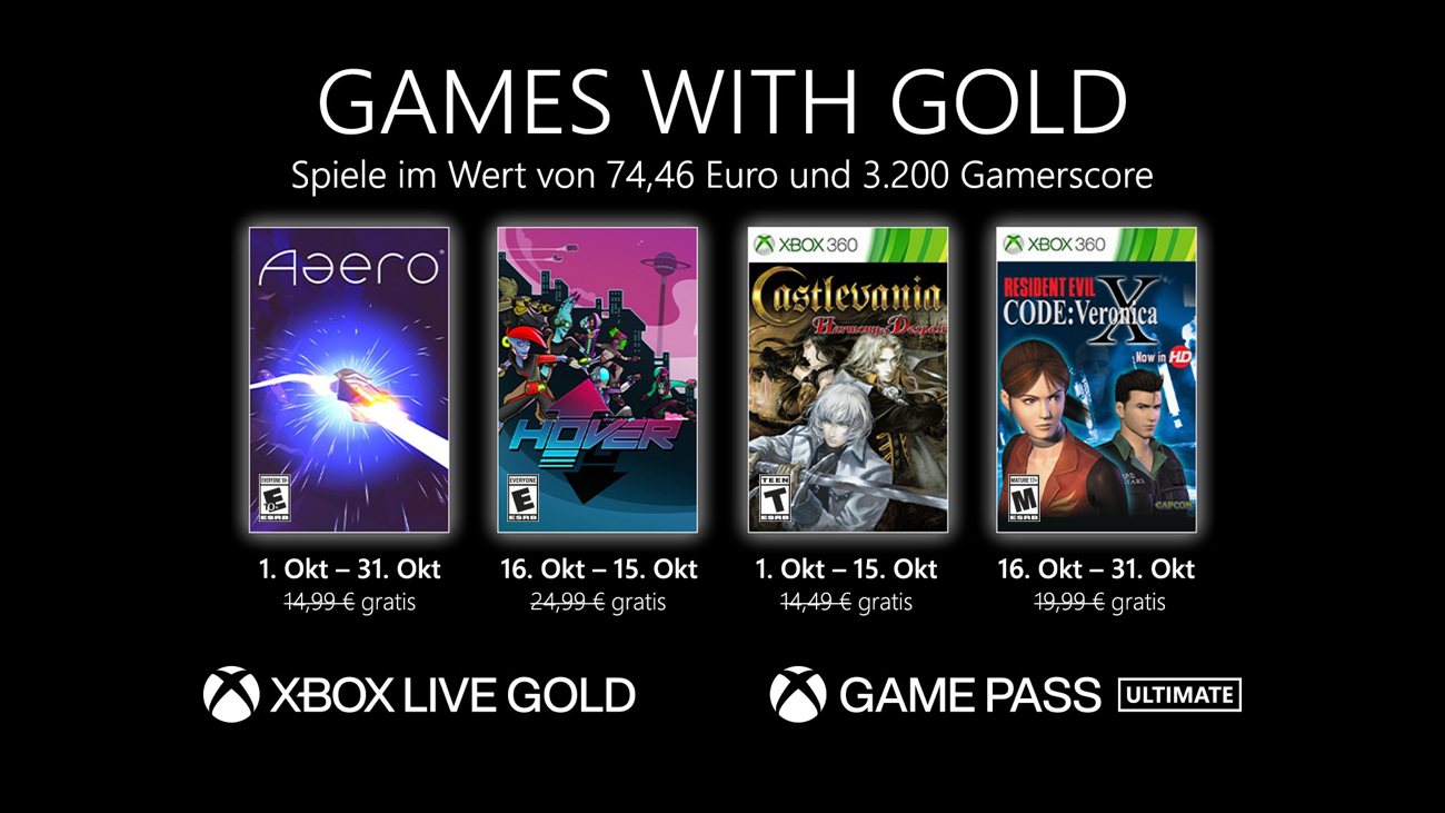 Games with Gold im Oktober 2021