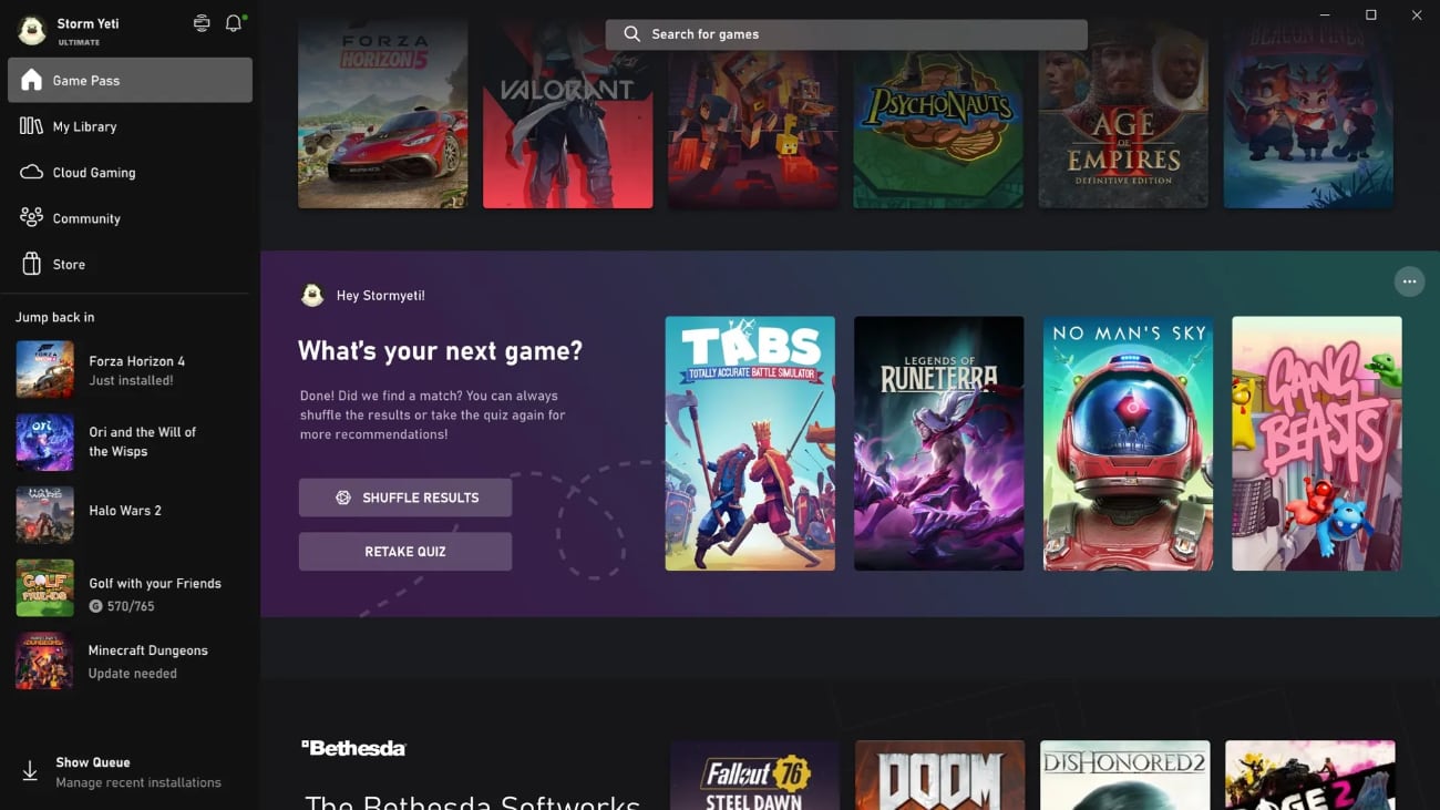 Xbox-App auf dem PC - März-Update