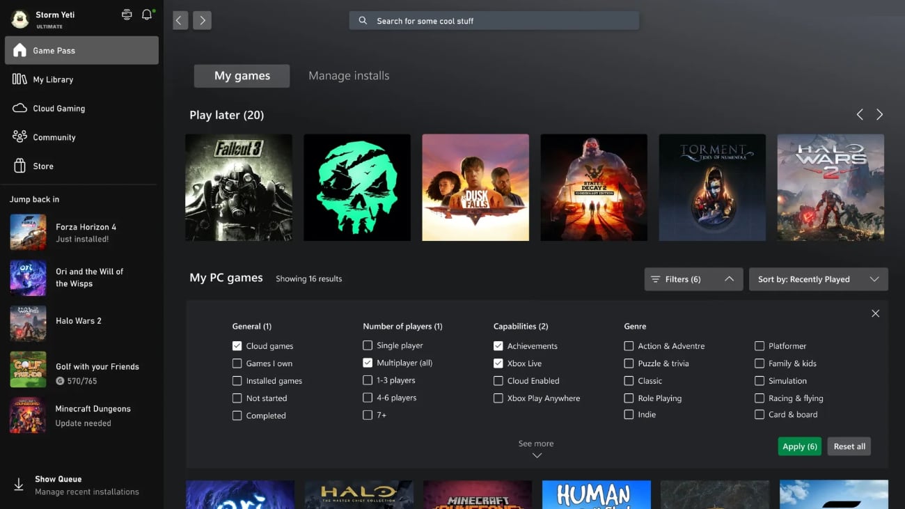 Xbox-App auf dem PC - März-Update