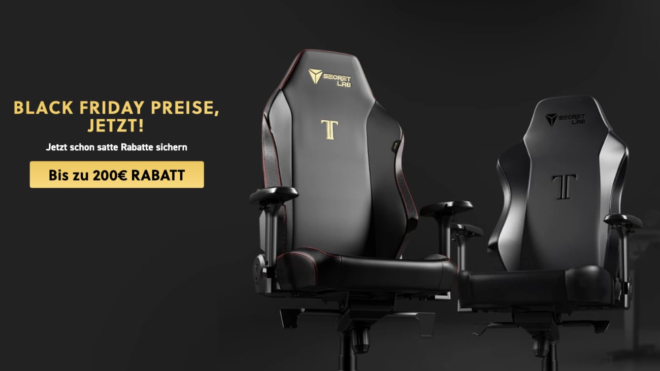 Secretlab bietet bereits jetzt Black Friday Preise an und nicht erst im November.