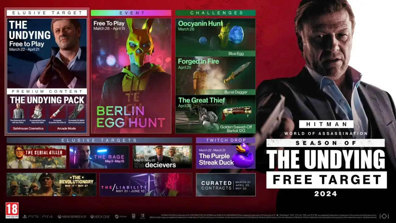 Sean Bean kehrt als "The Undying" in Hitmans neuester Mission "Elusive Target" zurück 24 Hitman World of Assassination-Mission "The Undying"