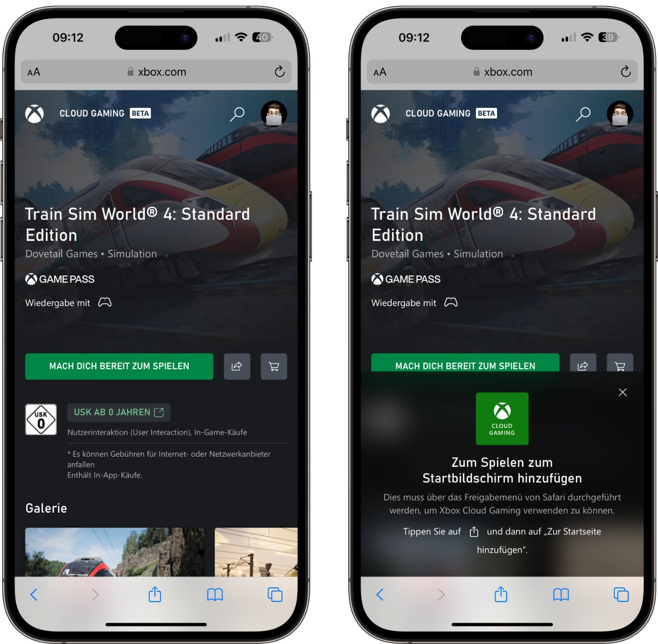 XBOX Cloud Gaming unter iOS 17.4 Beta 3