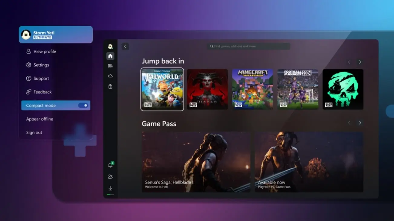 Xbox App: Compact Mode