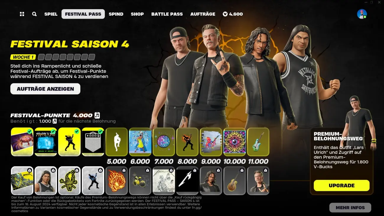 Fortnite Festival mit Metallica
