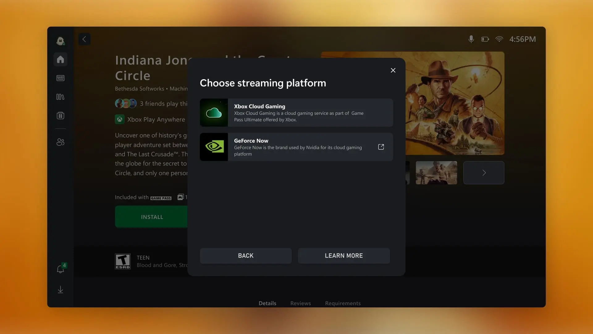 Xbox App mit GeForce NOW Option
