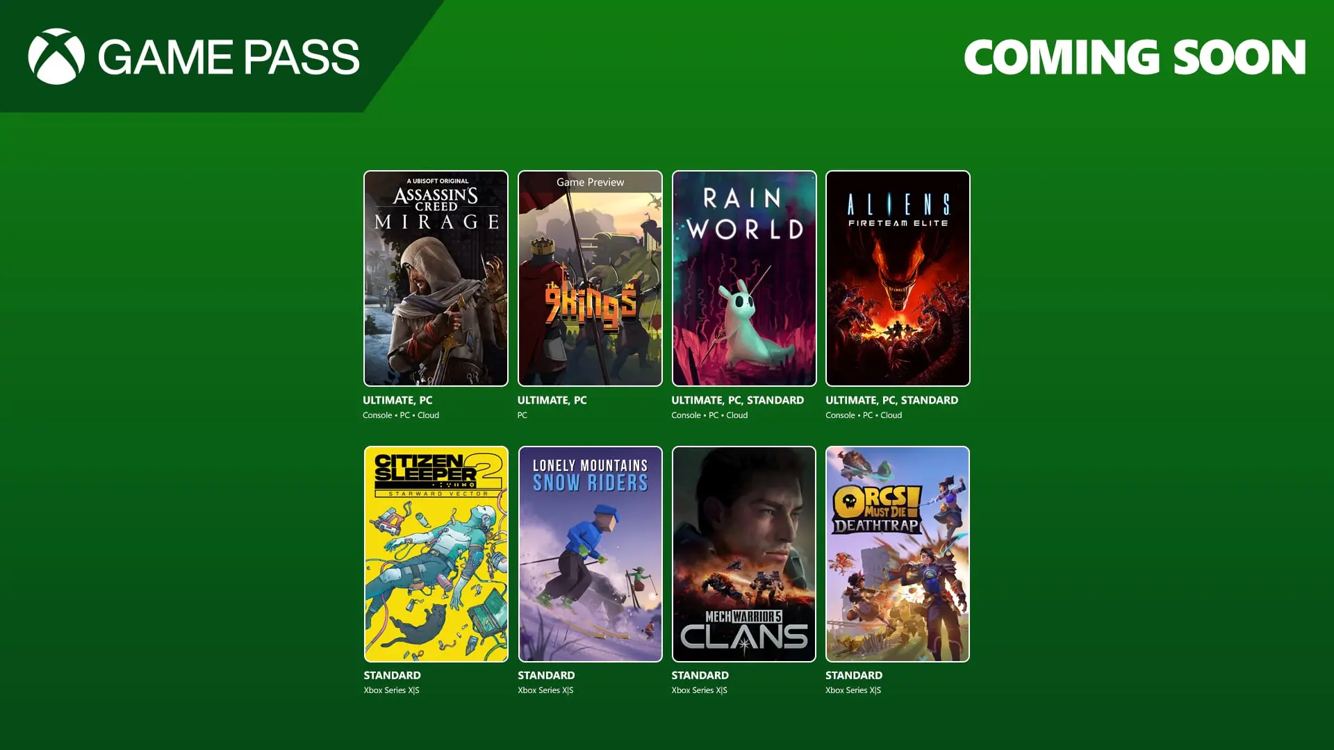 Xbox Game Pass - August 2025