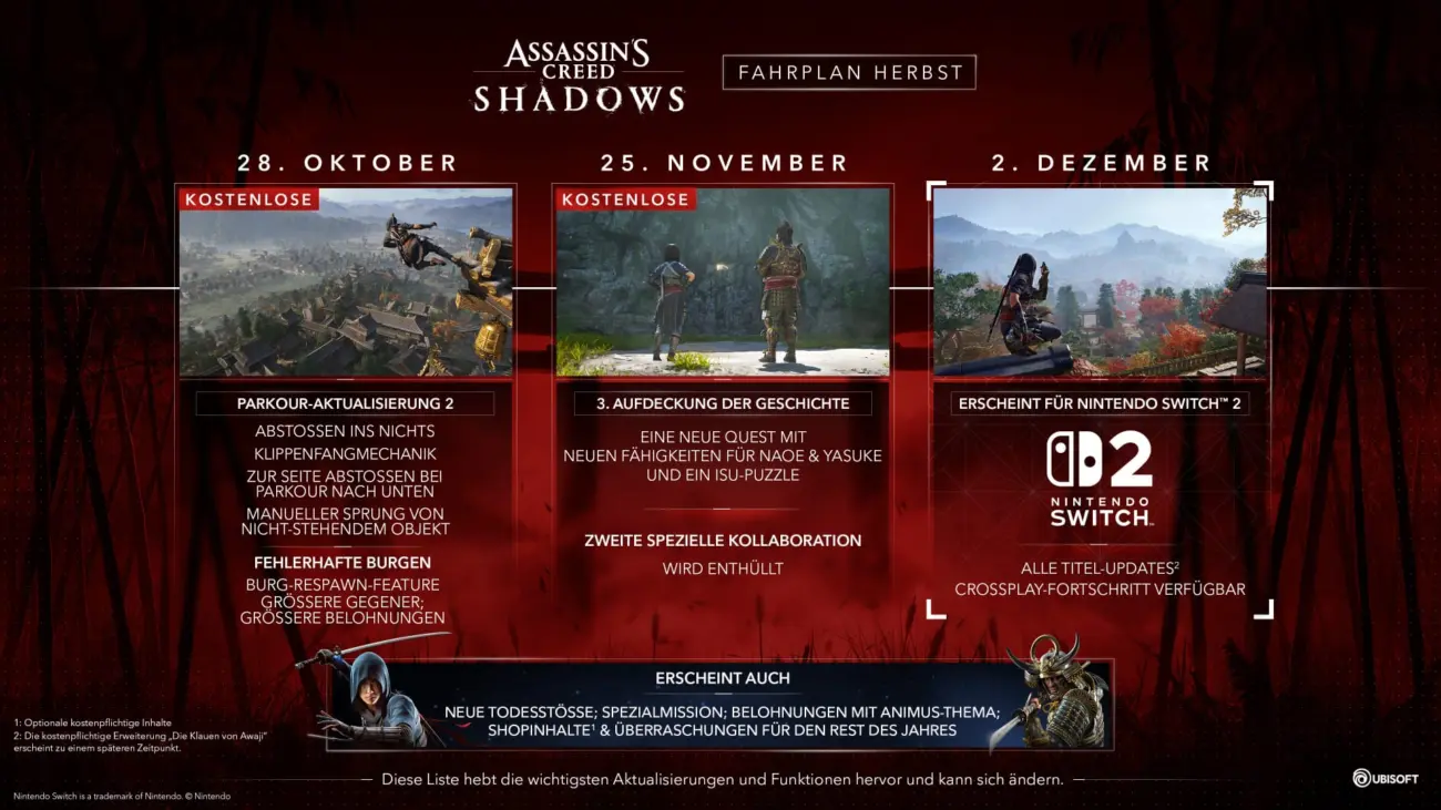 Assassin’s Creed Shadows - Herbst Roadmap 2025