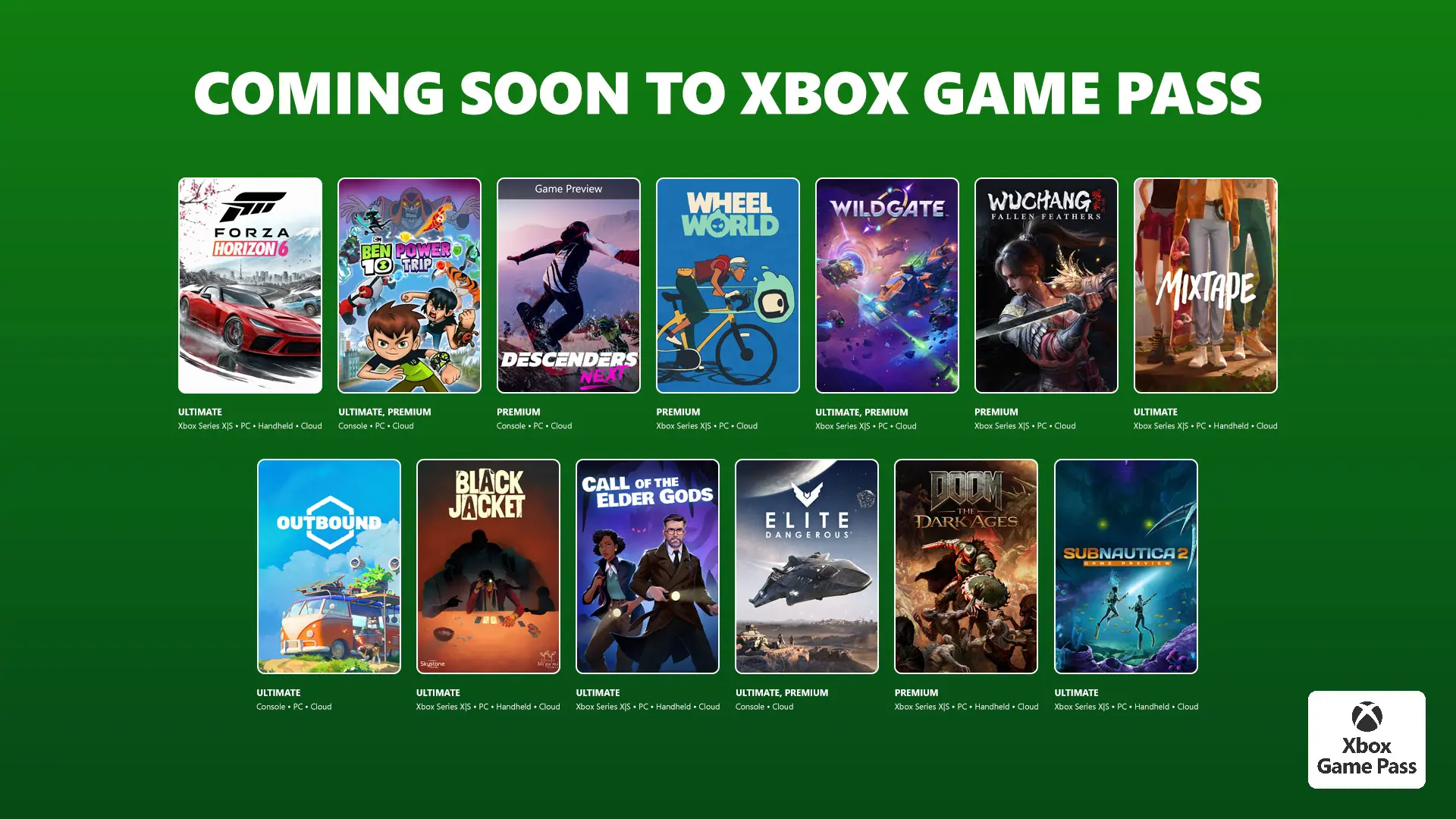 Xbox Game Pass - Mai 2026