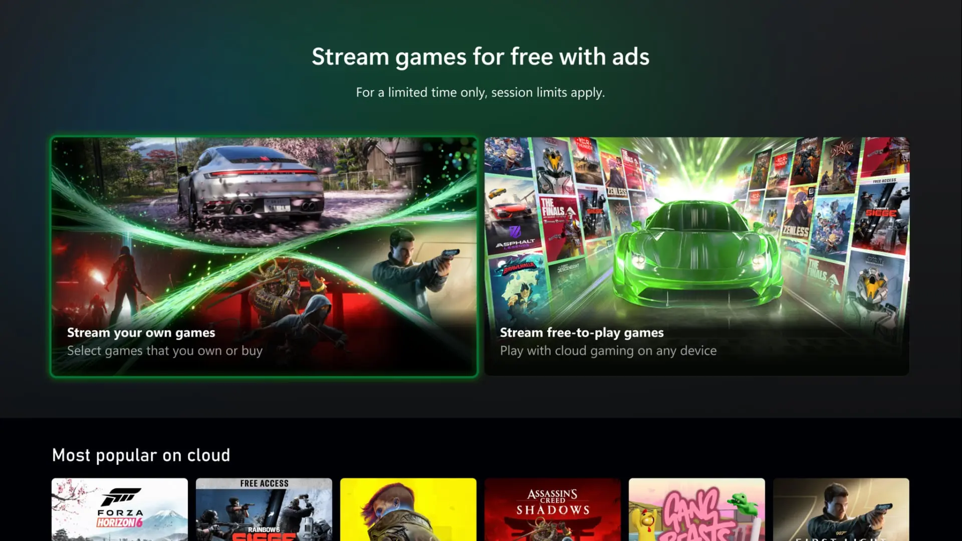 Xbox Cloud Gaming mit Werbung